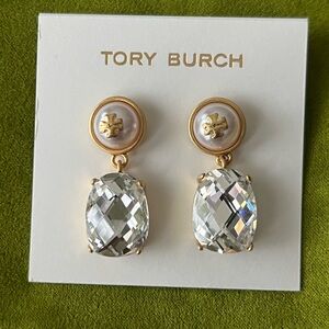 Tory Burch Fauxpearl Crystal Drop Earrings